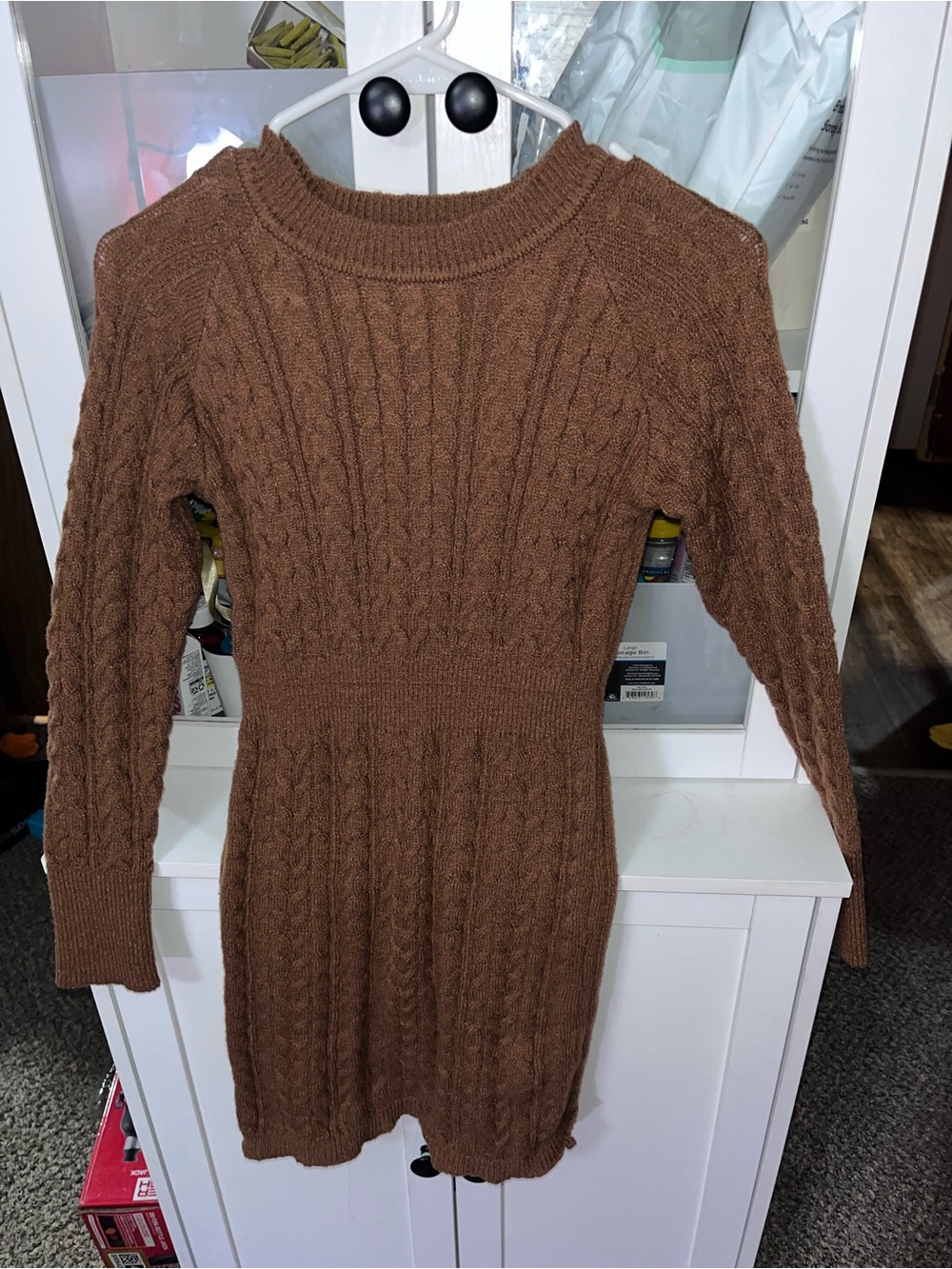 Brown Cable Knit Sweater Dress women’s S